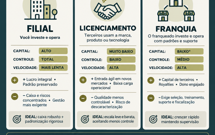 Filial, licenciamento ou franquia: qual é o melhor caminho para crescer?